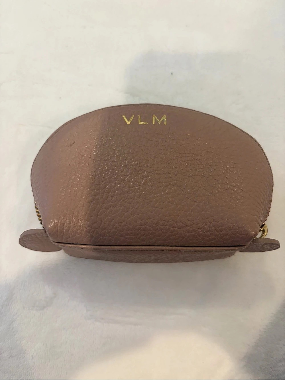 Curyana VLM Brown Leather-Texture Cosmetic Pouch